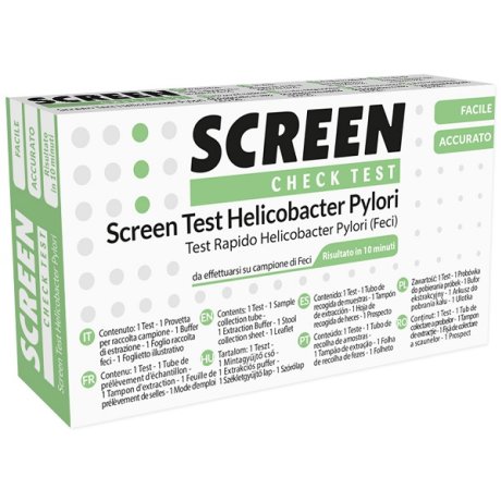 TEST RAPIDO PER L\'INDIVIDUAZIONE DEGLI ANTIGENI HELICOBACTER PYLORI NELLE FECI UMANE SCREEN CHECK TEST HELICOBACTER/PYLORI