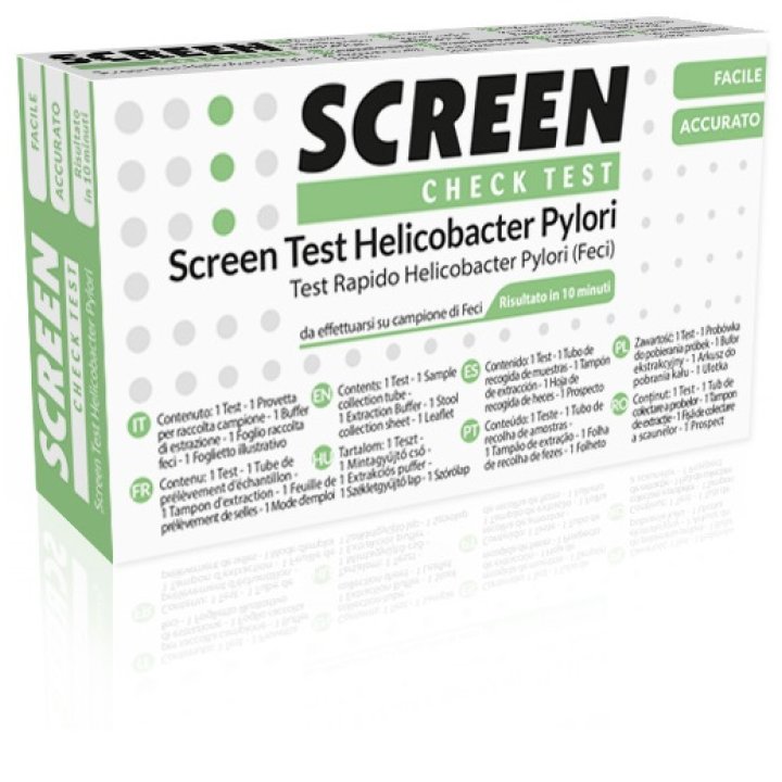 TEST RAPIDO PER L\'INDIVIDUAZIONE DEGLI ANTIGENI HELICOBACTER PYLORI NELLE FECI UMANE SCREEN CHECK TEST HELICOBACTER/PYLORI