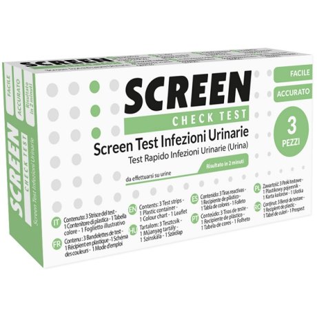 TEST PER L\'INDIVIDUAZIONE RAPIDA DI LEUCOCITI SANGUE NITRITO E PROTEINA NELL\'URINA SCREEN CHECK TEST INFEZIONI VIE URINARIE 3 PEZZI