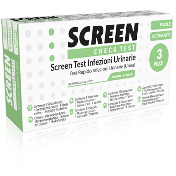 TEST PER L\'INDIVIDUAZIONE RAPIDA DI LEUCOCITI SANGUE NITRITO E PROTEINA NELL\'URINA SCREEN CHECK TEST INFEZIONI VIE URINARIE 3 PEZZI