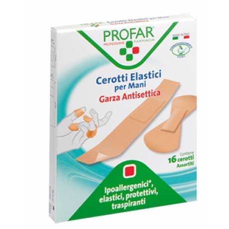 CEROTTO ELASTRICI MANI DITA ARTICOLAZIONI 16 PEZZI ASSORTITI PROFAR