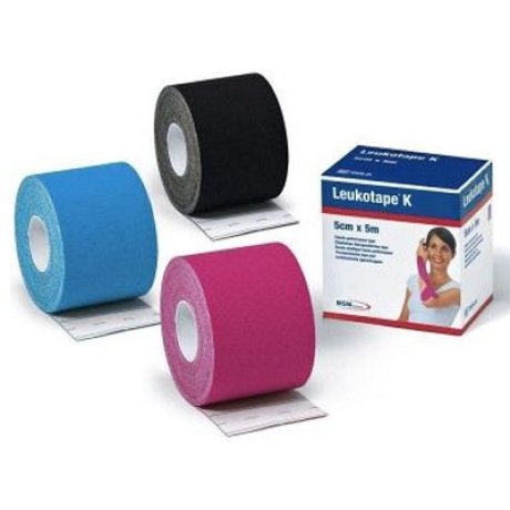 BENDA ADESIVA LEUKOTAPE K PER TAPING FISIOTERAPICO LARGHEZZA 5 CM LUNGHEZZA 5 M COLORE NERO IN ROTOLO