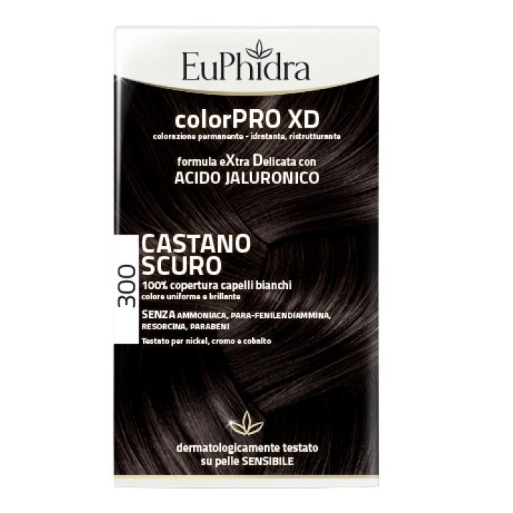 EUPHIDRA COLORPRO XD 300 CASTANO SCURO GEL COLORANTE CAPELLI IN FLACONE + ATTIVANTE + BALSAMO + GUANTI