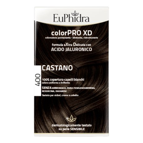 EUPHIDRA COLORPRO XD 400 CASTANO GEL COLORANTE CAPELLI IN FLACONE + ATTIVANTE + BALSAMO + GUANTI