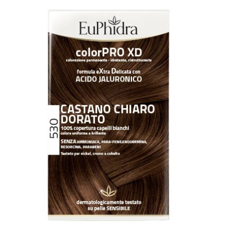 EUPHIDRA COLORPRO XD 530 CASTANO CHIARO DORATO GEL COLORANTE CAPELLI IN FLACONE + ATTIVANTE + BALSAMO + GUANTI