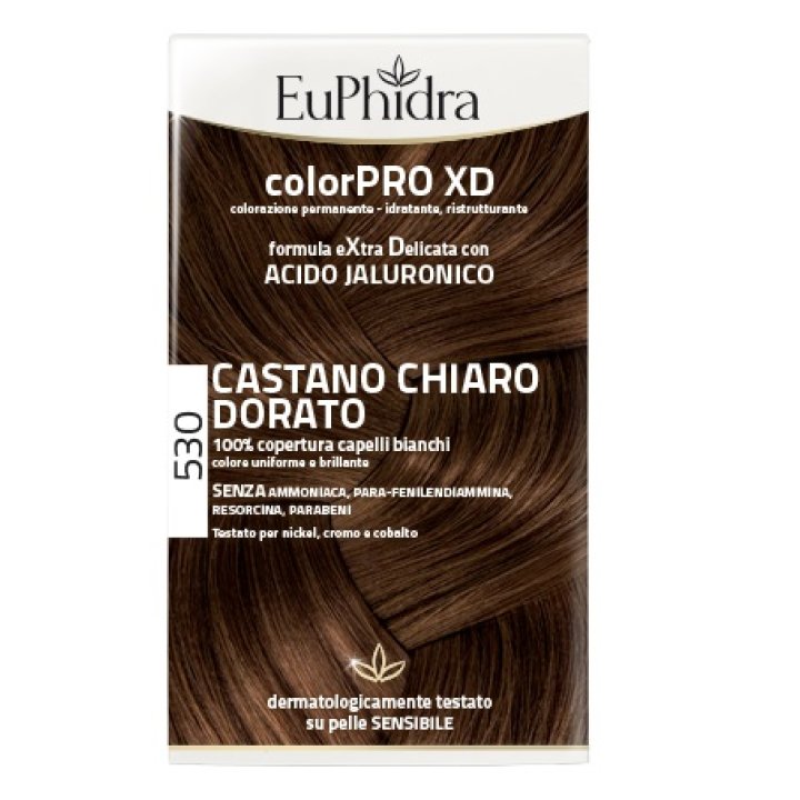 EUPHIDRA COLORPRO XD 530 CASTANO CHIARO DORATO GEL COLORANTE CAPELLI IN FLACONE + ATTIVANTE + BALSAMO + GUANTI