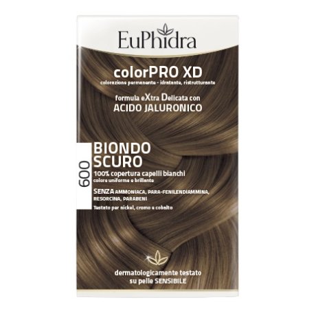 EUPHIDRA COLORPRO XD 600 BIONDO SCURO GEL COLORANTE CAPELLI IN FLACONE + ATTIVANTE + BALSAMO + GUANTI