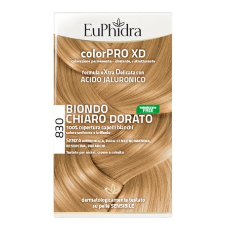 EUPHIDRA COLORPRO XD 830 BIONDO CHIARO DORATO GEL COLORANTE CAPELLI IN FLACONE + ATTIVANTE + BALSAMO + GUANTI