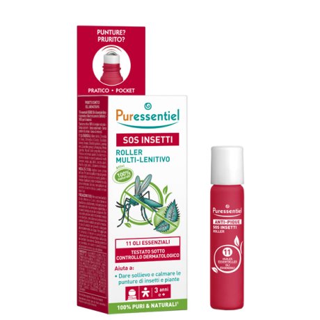 Puressentiel SOS Insetti Roller 11 Multi-Lenitivo BIO Oli Essenziali - 5 Ml