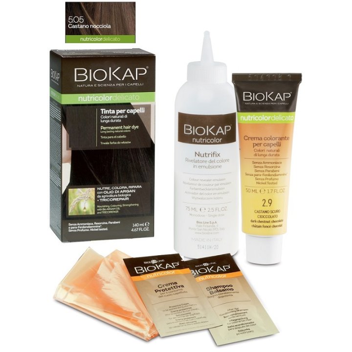 BIOKAP NUTRICOLOR DELICATO 5,05 CASTANO NOCCIOLA TINTA TUBO + FLACONE