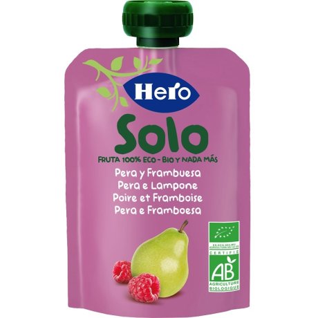 HERO SOLO FRUTTA FRULLATA 100% BIO PERA E LAMPONE 100 G