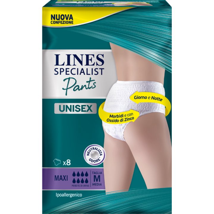 LINES SPECIALIST PANTS MAXI M X 8 PANNOLONE MUTANDINA INDOSSABILE COME NORMALE BIANCHERIA TIPO PULL-O