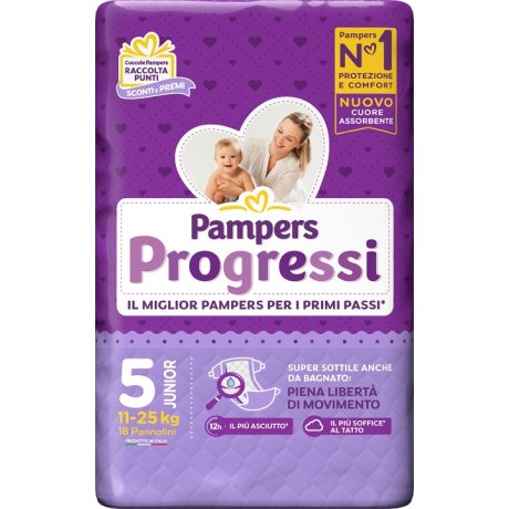 PAMPERS PROGRESSI JUNIOR PANNOLINO 5 11-25KG 19 PEZZI