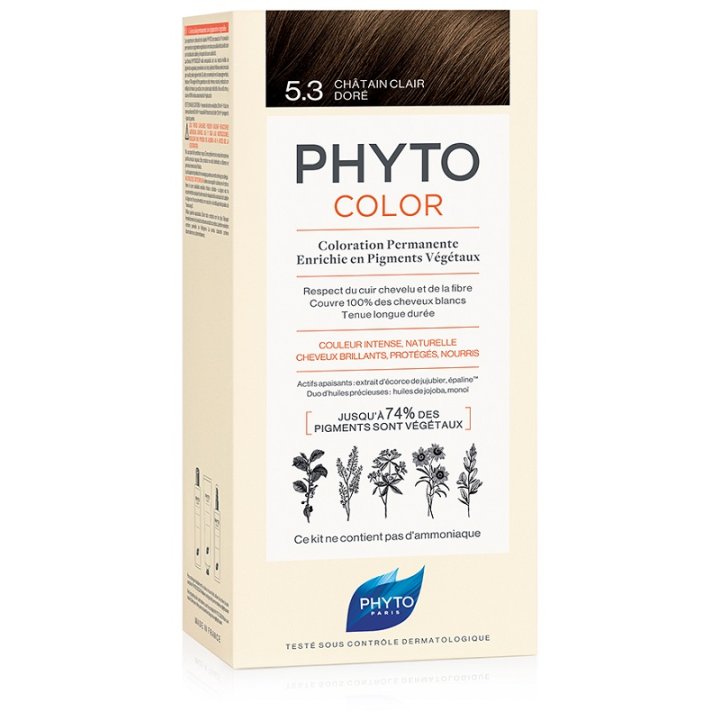 PHYTOCOLOR 5,3 CASTANO CHIARO DORATO LATTE + CREMA + MASCHERA + PAIO DI GUANTI