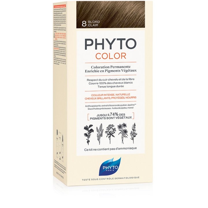 PHYTOCOLOR 8 BIONDO CHIARO 1 LATTE + 1 CREMA + 1 MASCHERA + 1 PAIO DI GUANTI