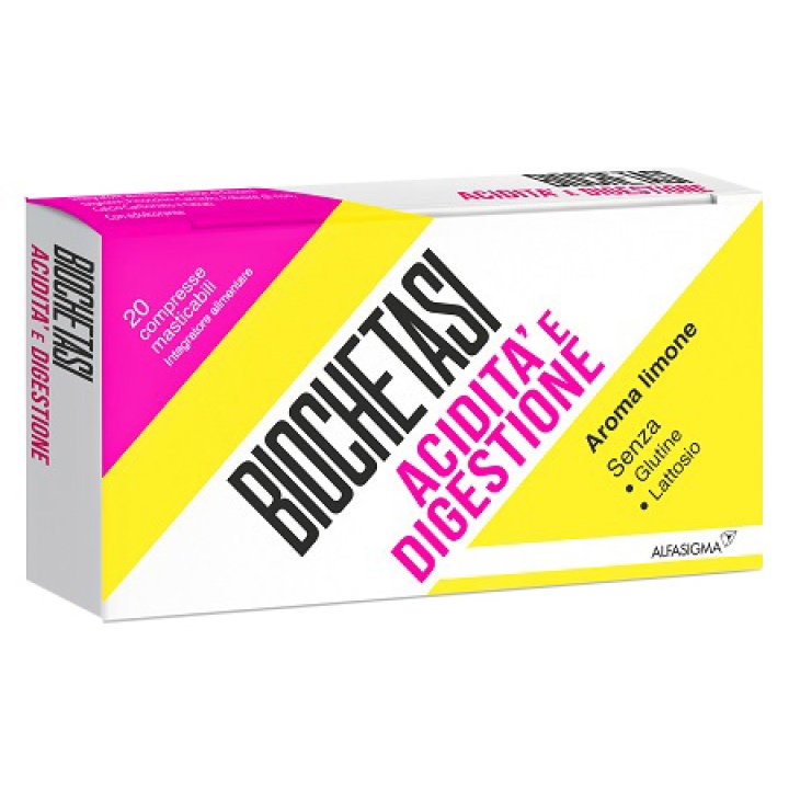 BIOCHETASI DIGESTIONE E ACIDITA\' 20 COMPRESSE MASTICABILI AROMA LIMONE