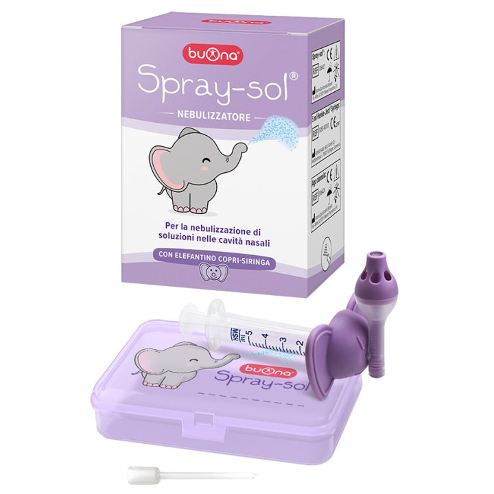 BUONA SPRAY-SOL KIT 5 PEZZI 1 SPRAY SOL + 1 SIRINGA LUER LOCK DA 5 ML + 1 A CANNULA + ELEFANTINO COPRI-SIRINGA