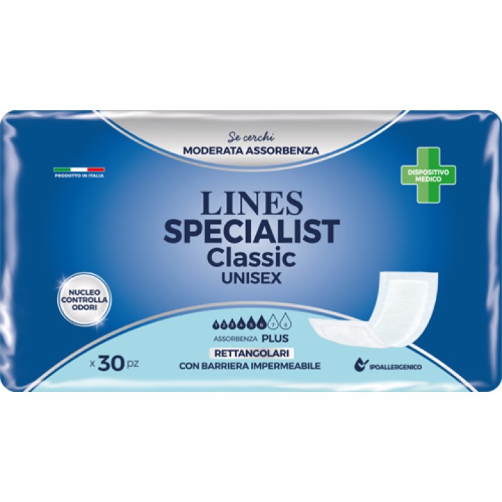 PANNOLONE LINES SPECIALIST CLASSIC RETTANLARE CON BARRIERA 30 PEZZI