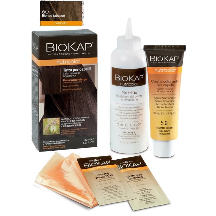 BIOKAP NUTRICOLOR 6,0 BIONDO TABACCO TINTA TUBO + FLACONE