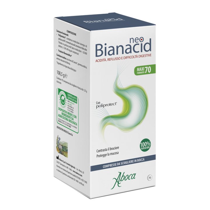 Aboca Neo Bianacid contro il bruciore di stomaco - 70 compresse masticabili