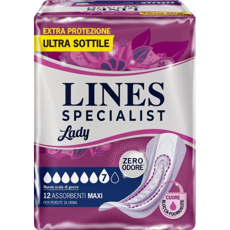 LINES SPECIALIST MAXI X 12 AUSILIO ASSORBENTE SAMATO UTILIZZABILE CON L\'AUSILIO DI MUTANDA ELASTICIZZATA RIUTILIZZABILE