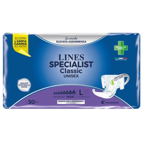 LINES SPECIALIST CLASSIC PANNOLONE MUTANDA MAXI LARGE 30 PEZZI