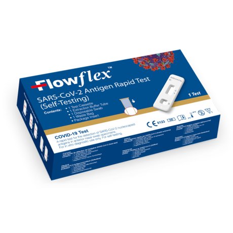 TEST ANTIGENICO RAPIDO COVID-19 FLOWFLEX AUTODIAGNOSTICO DETERMINAZIONE QUALITATIVA ANTIGENI SARS-COV-2 IN TAMPONI NASALI MEDIANTE IMMUNOCROMATOGRAFIA PROVETTA CON ALLUMINIO