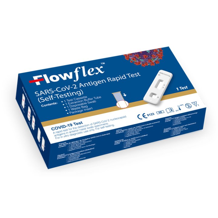 TEST ANTIGENICO RAPIDO COVID-19 FLOWFLEX AUTODIAGNOSTICO DETERMINAZIONE QUALITATIVA ANTIGENI SARS-COV-2 IN TAMPONI NASALI MEDIANTE IMMUNOCROMATOGRAFIA PROVETTA CON ALLUMINIO