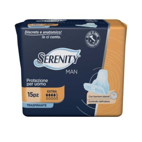 PANNOLINO SERENITY LIGHT MAN EXTRA CON ADESIVO O ALTRO FISSAGGIO 15 PEZZI