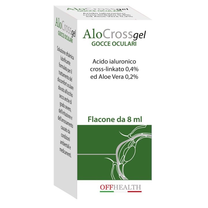 SOLUZIONE OFTALMICA LUBRIFICANTE ALOCROSS ACIDO IALURONICO SALE SODICO CROSS LINKATO 0,20% ED ALOE VERA 1 FLACONE 8 ML