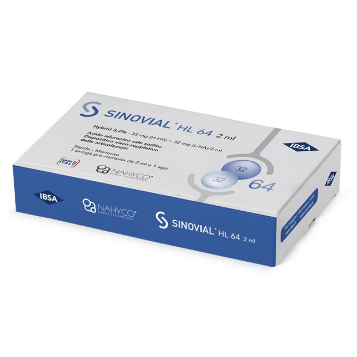 SIRINGA INTRA-ARTICOLARE SINOVIAL HL 64 32 MG + 32 MG 1 FS 2 ML A GAUGE 21