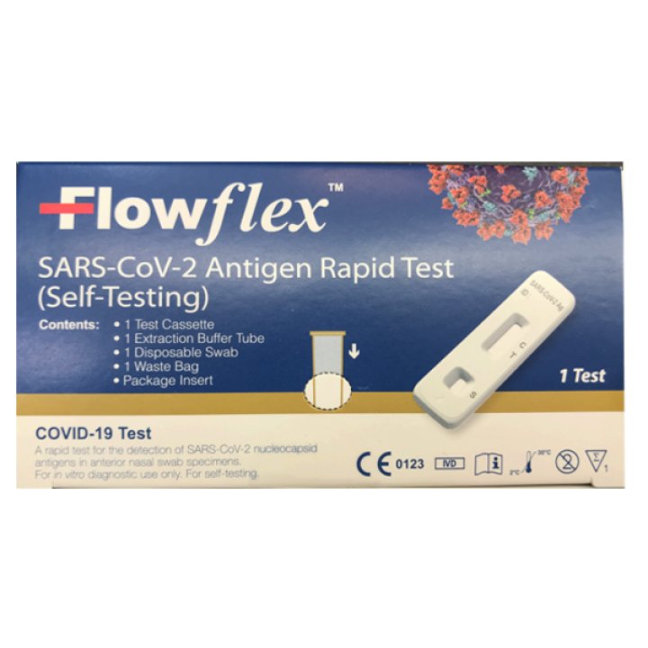 TEST ANTIGENICO RAPIDO COVID-19 FLOWFLEX AUTODIAGNOSTICO DETERMINAZIONE QUALITATIVA ANTIGENI SARS-COV-2 IN TAMPONI NASALI MEDIANTE IMMUNOCROMATOGRAFIA