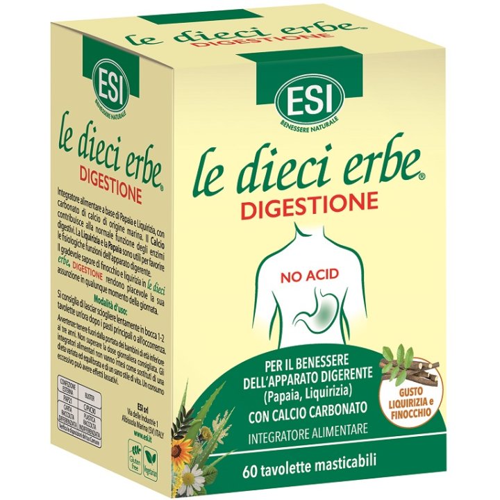 ESI LE DIECI ERBE DIGESTIONE NO ACID 60 TAVOLETTE MASTICABILI