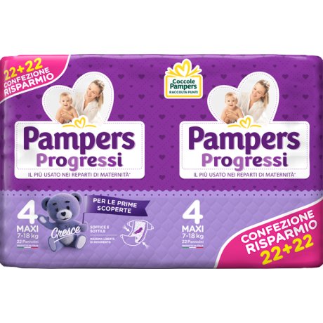 PAMPERS PROGRESSI MAXI PANNOLINO 4 7-18KG 44 PEZZI