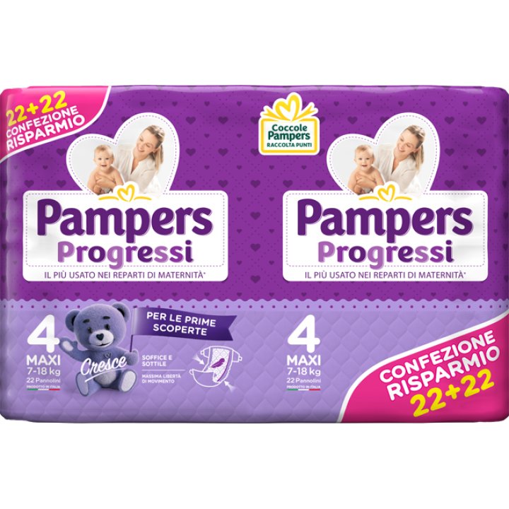 PAMPERS PROGRESSI MAXI PANNOLINO 4 7-18KG 44 PEZZI