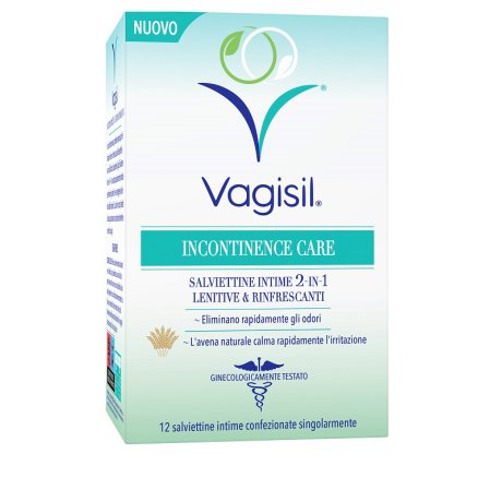 VAGISIL INCONTINENCE CARE SALVIETTINE INTIME 2IN1 LENITIVE & RINFRESCANTI 12 PEZZI