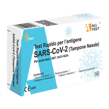 TEST ANTIGENICO RAPIDO COVID-19 ALLTEST AUTODIAGNOSTICO DETERMINAZIONE QUALITATIVA ANTIGENI SARS-COV-2 IN TAMPONI NASALI MEDIANTE IMMUNOCROMATOGRAFIA