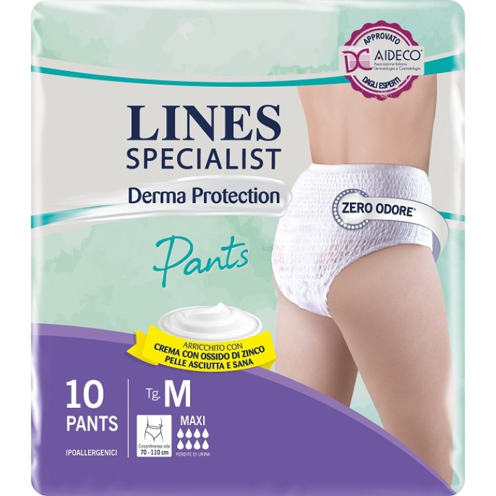 PANNOLONE PER INCONTINENZA LINES SPECIALIST DERMA PANTS MAXI M 10 PEZZI