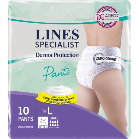 PANNOLONE PER INCONTINENZA LINES SPECIALIST DERMA PANTS MAXI L 10 PEZZI