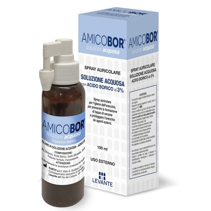 SOLUZIONE ACQUOSA PER IRRIGAZIONE DELL\'ORECCHIO AMICOBOR 100 ML