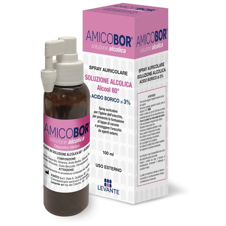 SOLUZIONE ALCOLICA PER IRRIGAZIONE DELL\'ORECCHIO AMICOBOR 100 ML