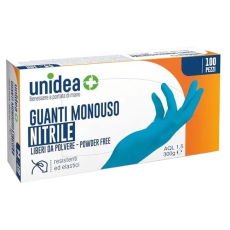 GUANTI IN NITRILE SENZA POLVERE UNIDEA MISURA LARGE 100 PEZZI