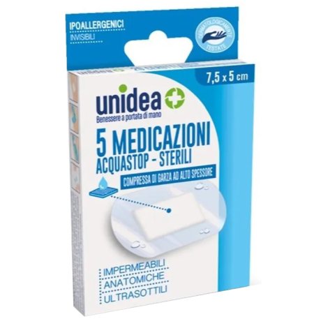 MEDICAZIONE UNIDEA 7,5X 5 CM STERILE IMPERMEABILE 5 PEZZI