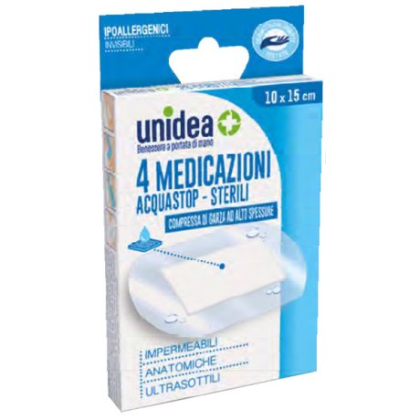 MEDICAZIONE UNIDEA 10 X 15 CM STERILE IMPERMEABILE 4 PEZZI