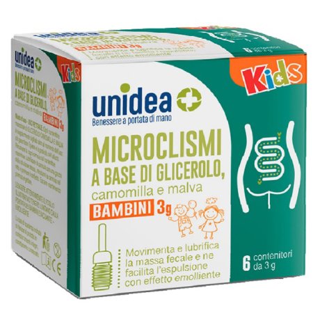 UNIDEA MICROCLISMA PER BAMBINI 3G GLICEROLO CAMOMILLA E MALVA 6 PEZZI