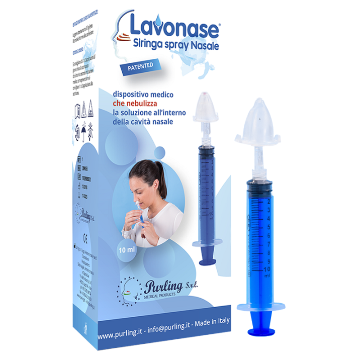 LAVONASE SIRINGA SPRAY NASALE NON STERILE 10 ML LUER-LOCK CON CAPPUCCIO + UGELLO NASALE CON RACCORDO LUER-LOCK + PERFORATORE CON VALVOLA NON RITORNO CON TAPPO