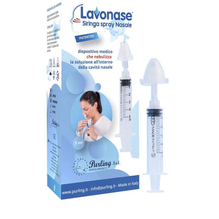 LAVONASE SIRINGA SPRAY NASALE NON STERILE 5 ML LUER-LOCK CON CAPPUCCIO + UGELLO NASALE CON RACCORDO LUER-LOCK + PERFORATORE CON VALVOLA NON RITORNO CON TAPPO
