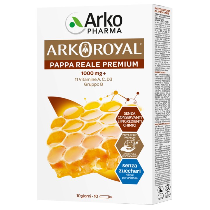 ARKOROYAL PAPPA REALE 1000 MG + VITAMNIE SENZA ZUCCHERO 10 FIALE