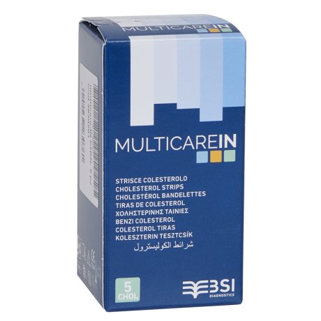TEST COLESTEROLEMIA MULTICARE IN COLESTEROLO IN STRISCE CON ASPIRAZIONE CAPILLARE 5 PEZZI TEST COLESTEROLEMIA MULTICARE IN COLESTEROLO IN STRISCE CON ASPIRAZIONE CAPILLARE 5 PEZZI