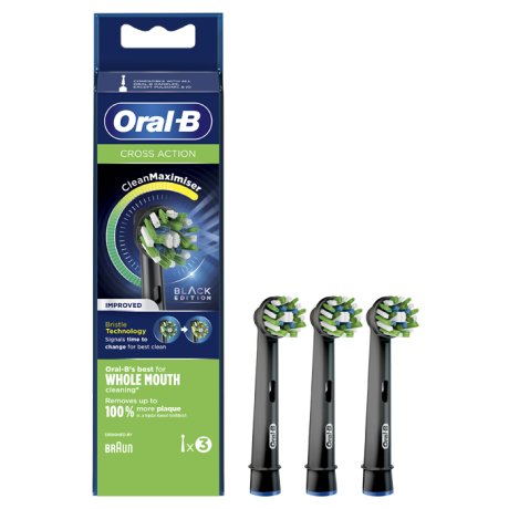 ORALB CROSS ACTION BLACK EB50 TESTINE PER SPAZZOLINO ELETTRICO 3 PEZZI